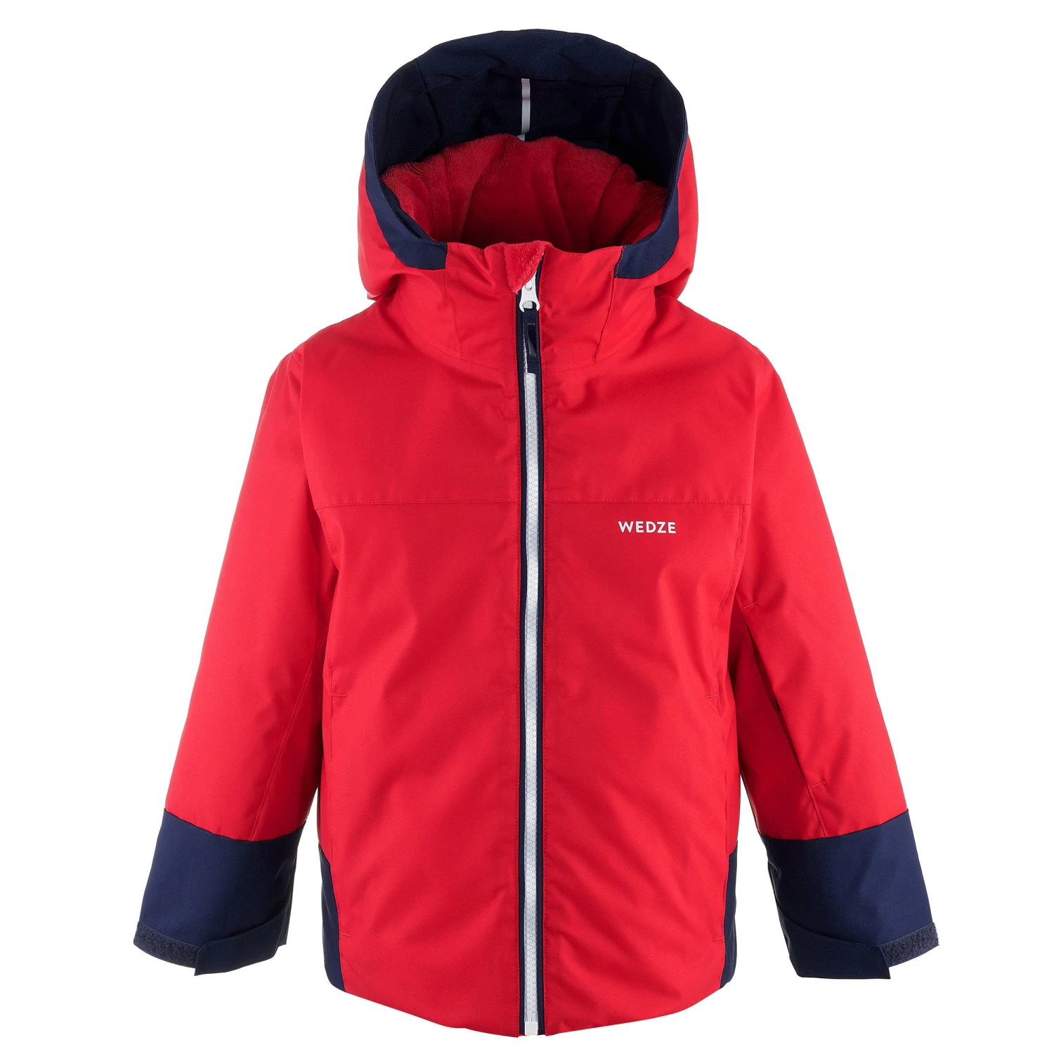 WEDZE KIDS' WARM AND WATERPROOF SKI JACKET 500 PULL'N FIT RED / NAVY - Image 2