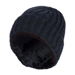 Boys Every Day Casual Wear Ribbed Turnover Winter Hat For Kids